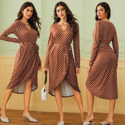 

Women Sexy V Neck Maxi Long Sleeve Dress Prom Evening Party Autumn Sundress AU