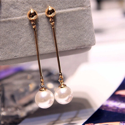 

Irregular Round Freshwater Pearls Earrings for Women Baroque Gold Color Geometric Korea Fashion Jewelry Hanging Earrings Gift