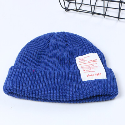 

Pasted letter original tide brand melon skin wool hat sailor short rogue retro Han hip hop ins knitted hat