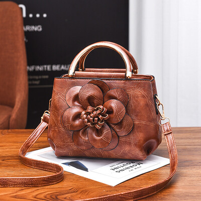 

Crossbody trend flower simple versatile pu leather small square bag shoulder portable handbag