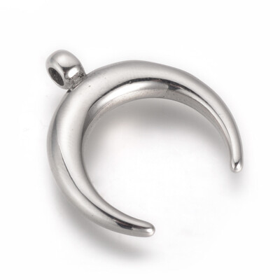 

316 Stainless Steel Pendants Moon Stainless Steel Color 28x245x5mm Hole 25mm