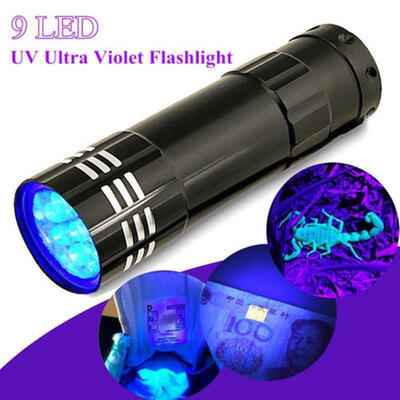 

Mini Aluminum UV Ultra Violet 9 LED Flashlight Blacklight Torch Light Lamp Black
