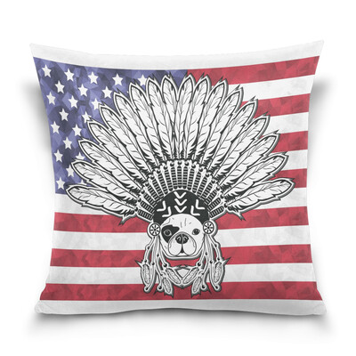

ALAZA Thanksgiving Throw Pillow Cover 16 X 16 inch Cushion Cover with Bulldog Printed Pillowcase