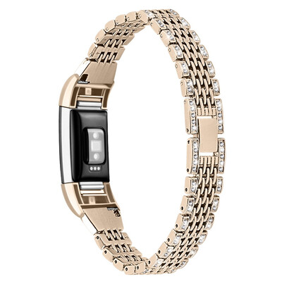 

ECSEM Rhinestone Replacement Bands for Fitbit Charge 2 Stainless Steel Metal Bracelet for Men Women
