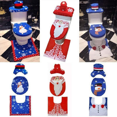 

Christmas Decorations New Christmas Toilet Set Santa ClausSnowman Toilet Set