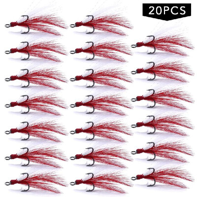 

20pcs Fish Hook 46810 Fishing Feather Barbed Treble Hooks Fishing Tackle