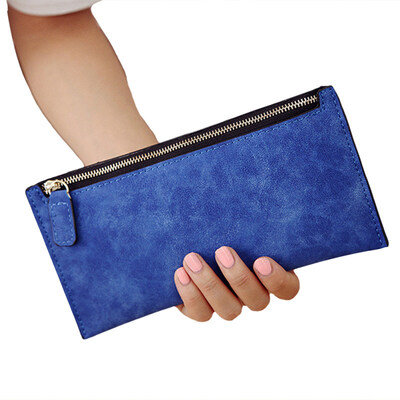 

Fashion Solid Color Matte Clutch Wallet Women Ultra Thin Faux Leather Long Purse