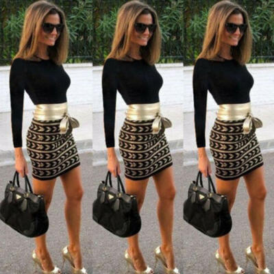 

Women Sexy Long Sleeve Bodycon Bandage Evening Party Cocktail Dress Pencil Skirt
