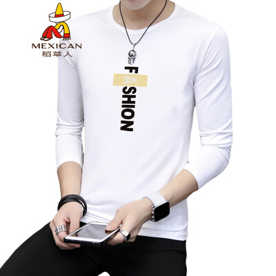 

Scarecrow MEXICAN long-sleeved T-shirt male Korean version of the round neck printing Slim fashion type trend casual personality autumn clothing wild shirt shirt shirt mens clothing white