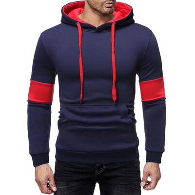 

Toponeto Men Autum Winter Long Sleeve Hooded Sweatshirt Patchwork Outwear Tops Blouse