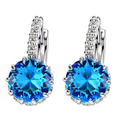 

Women Round Cubic Zirconia Inlaid Stud Earrings Wedding Engagement Jewelry Gift