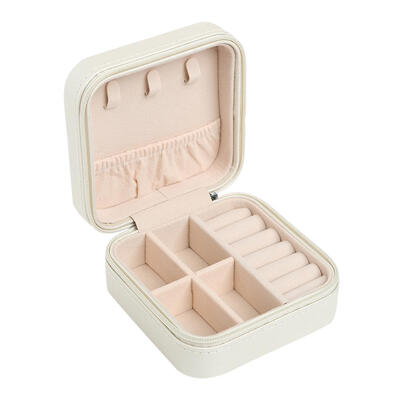 

Portable Stud Earrings Rings Storage Box PU Leather Jewelry Display Case