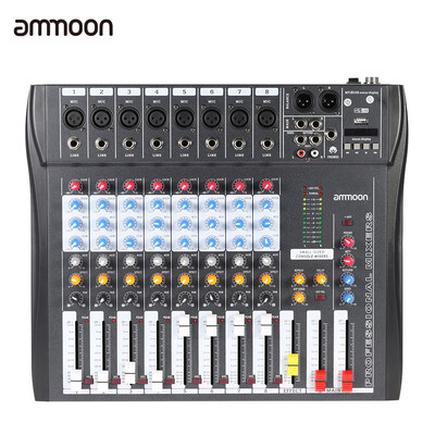 

ammoon CT80S-USB 8 Channel Digital Mic Line Audio Mixing Mixer Console with 48V Phantom Power for Recording DJ Stage Karaoke Music