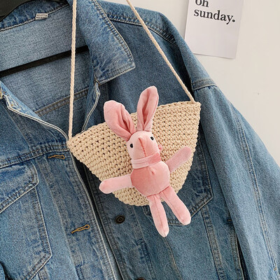 

Summer Fairy Small Bag 2019 New Sweet Bow Straw Bucket Bag Cute Mini Shoulder Messenger Bag
