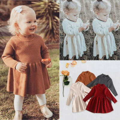 

US Winter Toddler Baby Girl Dresses Sweater Dress Princess Skirt Kids Clothes