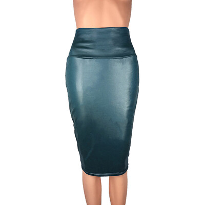 

Fashion Womens PU Faux Leather High Waist Pencil Bodycon Midi Skirt Party Dress