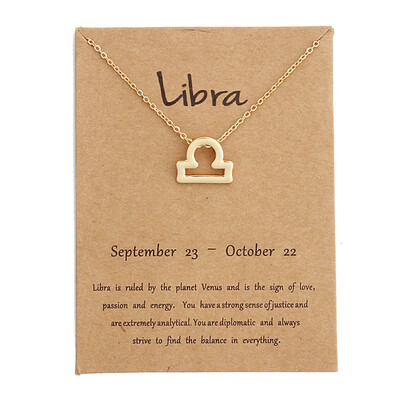 

12 Constellation Zodiac Sign Pendant Necklace Gold Short Chain Choker Leo Libra Necklaces for Womens Girl Jewelry Birthday Gift