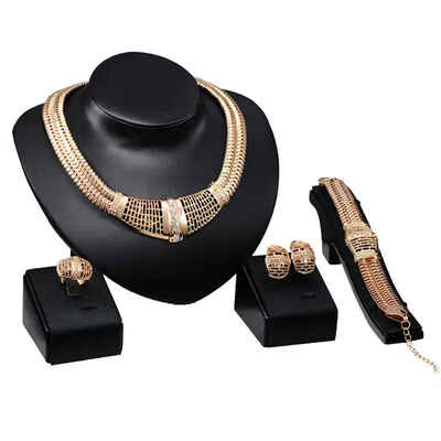 

Fashion Dubai Bridal Jewelry Sets Women 18k Gold Plated Earrings Necklace Set for Birthday Gift