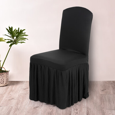 

Pleated Solid Color Ruffled Stretchable Removable Washable Home Dining Chair Cover Spandex Seats Slipcover for Wedding Party Hotel