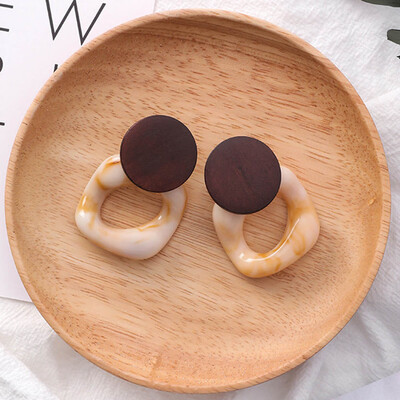 

Fashion Big Resin Drop Earrings For Women New Acetic Acid Large Korea Square Earrings Trendy Wood Geometric Jewelry