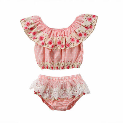 

Newborn Baby Girls Off Shoulder Tops Lace Pants Shorts Outfit Set Clothes
