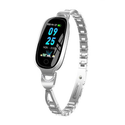 

F18 Womens Smart Bracelet Metal Fitness Tracker With Blood Pressure Heart Rate Sleep Trackers Message Reminder