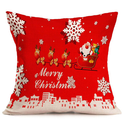 

New 45X45Cm Merry Christmas Santa Cotton Linen Pillow Case Cushion Cover Home Decor