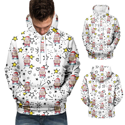

Toponeto Mens Casual Christmas 3D Print Long Sleeve Hooded Sweater Jacket Coat