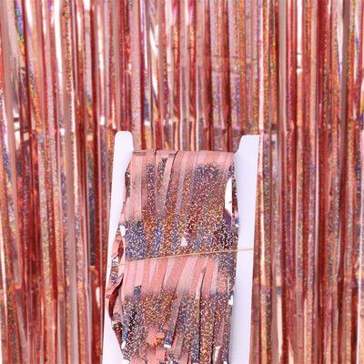 

Toponeto Foil Curtains Chrome Metal Shimmer Curtain for Birthday Wedding Party