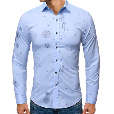 

Tailored Mens New Style Fashion stamped Long Sleeve Shirt Printed Long-Sleeved Blouse