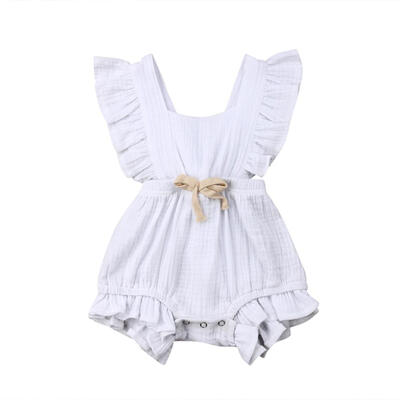 

Infant Baby Ruffle Candy Color Jumpsuit Kids Girl Sleeveless Bowknot Romper