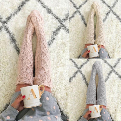 

Women Lady Cable Knit Over Knee Long Boot Winter Warm Thigh-High Soft Socks USA