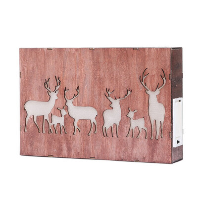 

Forest Elk Christmas Scene Set Props Color Light Wooden Frame Decoration
