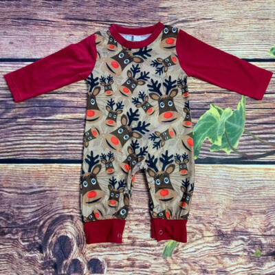 

Newborn Baby Boy Girl Christmas Clothes Xmas Deer Romper Pajamas Outfit