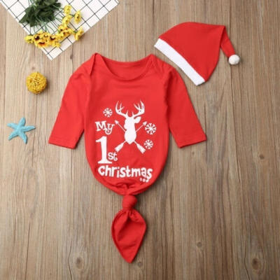 

My 1st Christmas Newborn Infant Baby Boy Girl Swaddle Wrap Sleeping BagHat