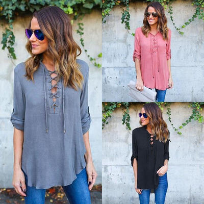 

Fashion Women&39s Ladies Boho Loose Chiffon Tops Long Sleeve Shirt Casual Blouse
