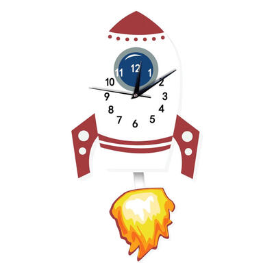 

3D Cartoon Rocket Shape Children Slient Wall Hanging Clock Bedroom Decor