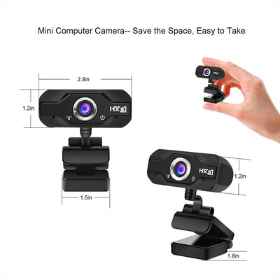 

HXSJ S60 HD Webcam with Mic 1080P 720P Fixed Focus High-end Video Call Web Camera Black
