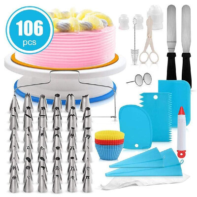 

CakeDecor Stainless Steel Cake Decorating Supplies Cake Turntable 106PCSSet DIY Cream Tools