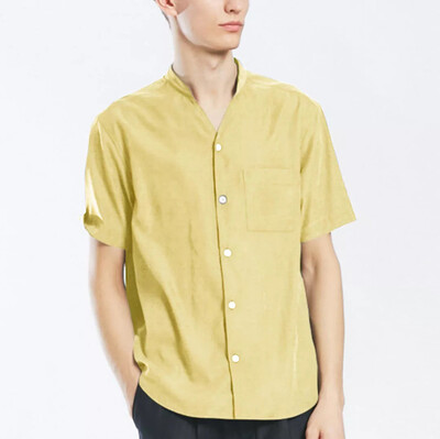 

Tailored Mens New Summer Casual Short-Sleeved Shirt Fashion Cotton Linen Blouse Top