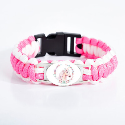 

8 Styles Unicorn Horse Adjustable Bracelets Camping Hiking Outdoor Survival Rope Para cord Bracelet Women Girls Jewelry Gift