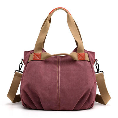 

Womens bag womans canvas handbag large canvas one-shoulder bag retro Korean version large capacity