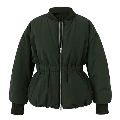 

Toponeto Women Outerwear Waist Baseball Quilted Uniform Jackets Pocket Zippe Coats