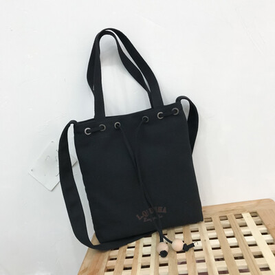 

Tailored Women Handbag Fashion Drawstring Canvas Bag Casual Wild Bucket Bag Shoulder Bag