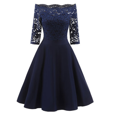 

2019 New Women Dresses Boat Neck Casual Dress Elegant Party Prom Dress Plus Size Party Dresses