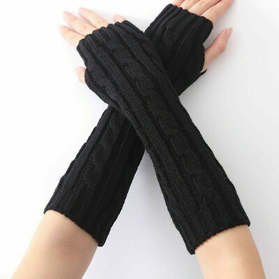 

Women Winter Wrist Arm Knitted Long Fingerless Gloves Mittens Hand Warmer New