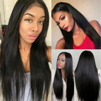 

Natural Brazilian Virgin Full Sleek Hair Wigs Glueless Black Long Straight Wigs