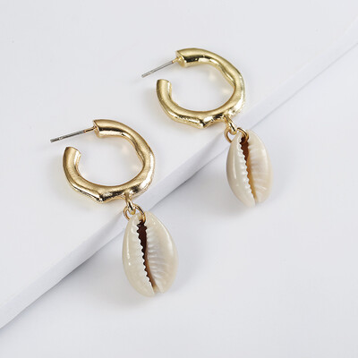 

2019 Fashion Shell Earrings For Women Summer Vocation Sea Beach Drop Earring Vintage Gold Long Earrings Female Boho Jewelry