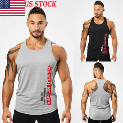 

Men Gym Sleeveless Shirt Bodybuilding Sport Fitness Vest Muscle Tank Top Clothes