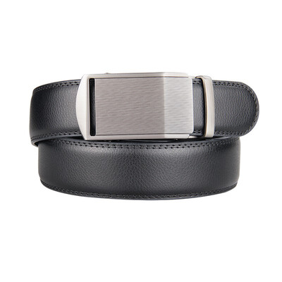 

BPSTAR Mens Automatic Buckle Genuine Leather Mens Ratchet Holeless Belt Business High Quality Mens Real Belt for Pants